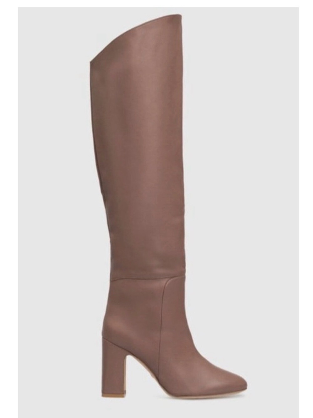 Stuart Weitzman Over-the-Knee Block Heel Boots in Taupe Brown